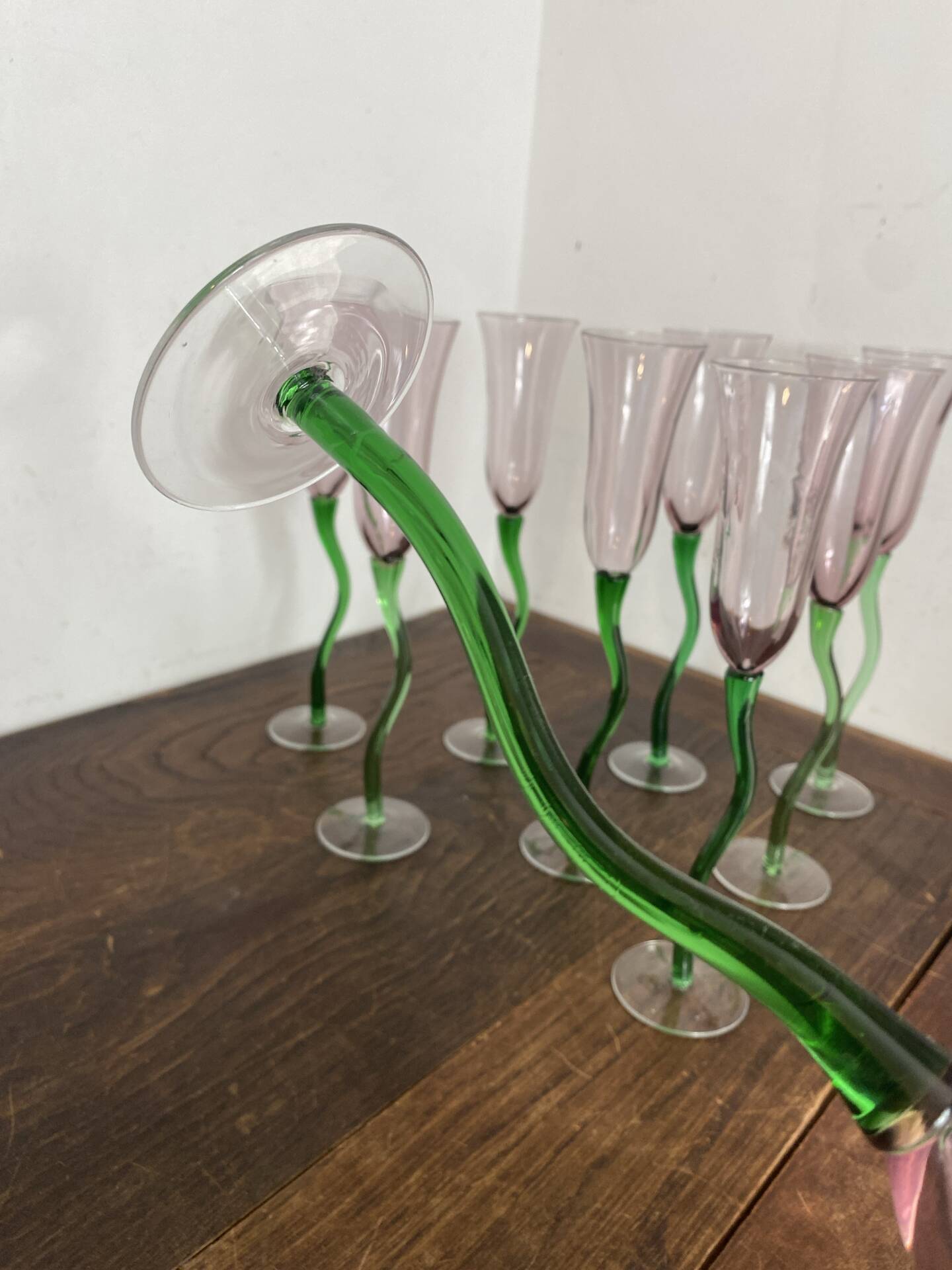 Coupes à champagne, verre soufflé, tulipe