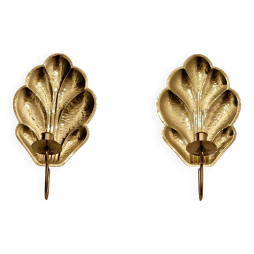 Pair Of Mid Century Swedish Brass Sconces By Firma Lars Holmström Circa 1950's
