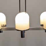 Space Age chandelier with 6 lights in sandblasted opalines, 1960s-70s