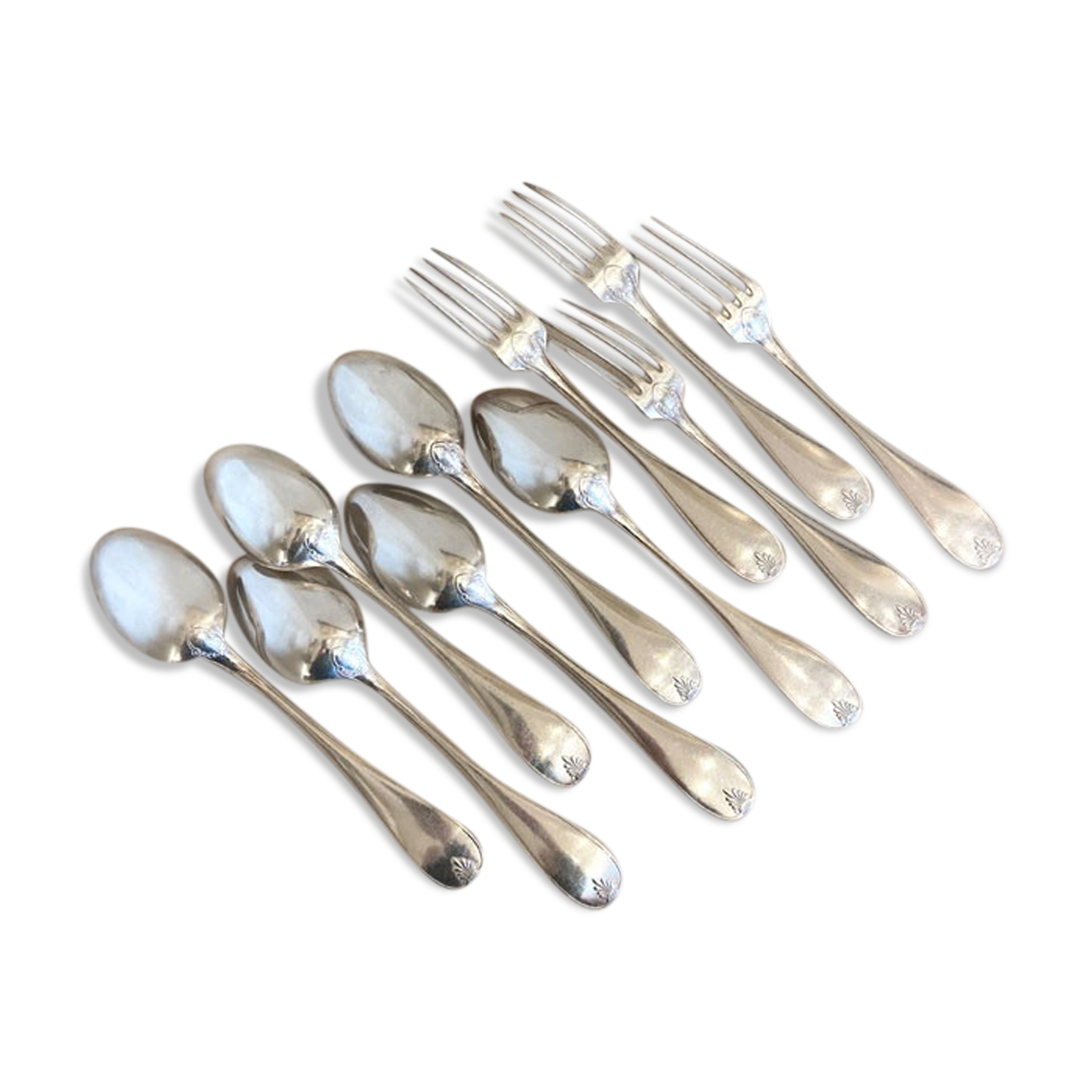 Large spoons and forks, silver metal