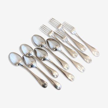 Large spoons and forks, silver metal