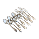 Large spoons and forks, silver metal