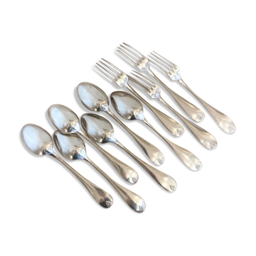 Large spoons and forks, silver metal
