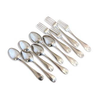 Large spoons and forks, silver metal