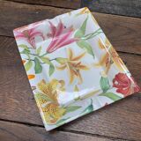 Lancel porcelain set bouquets of colored lilies vase and empty pocket ashtray