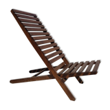 Teak lounge chair with foldable slats