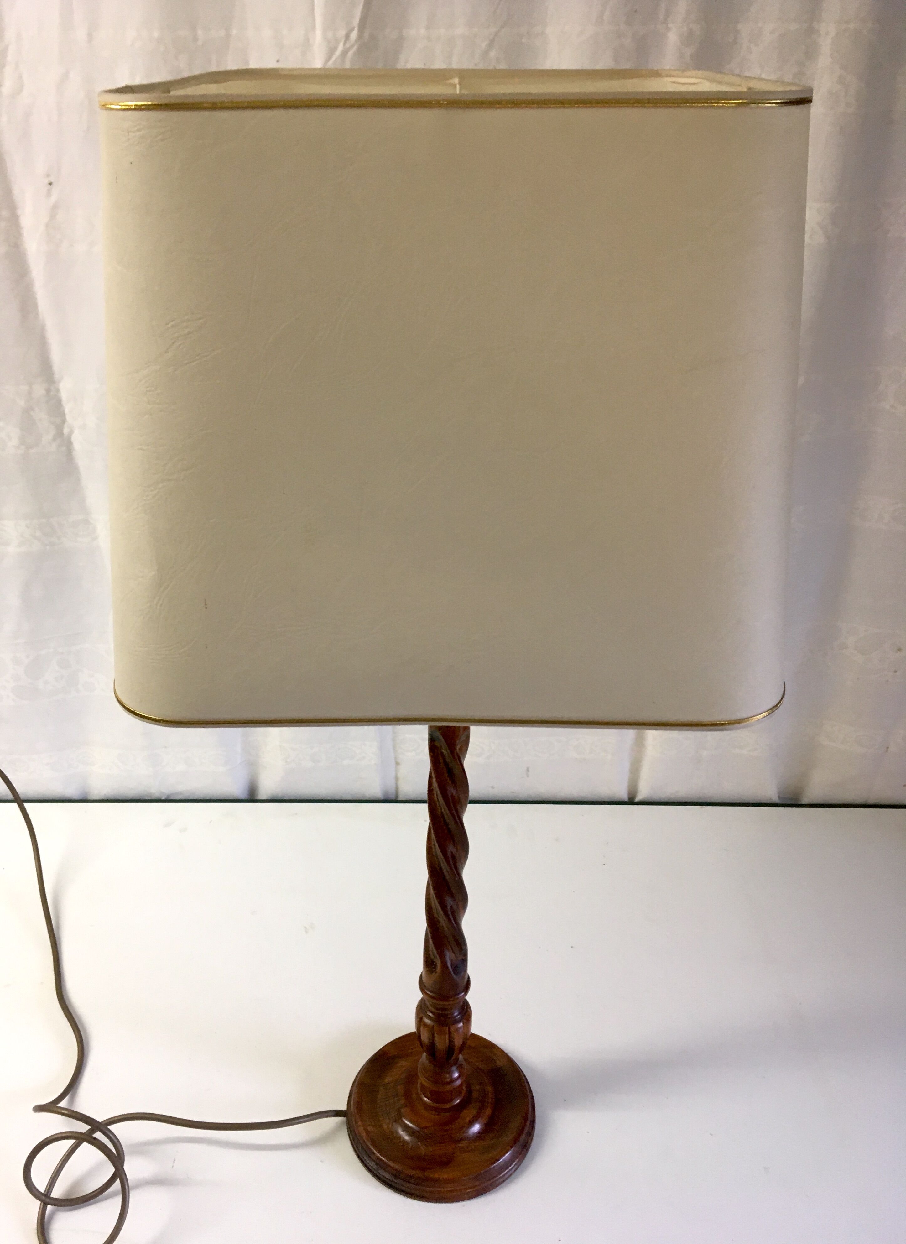 Solid wood-laying lamp turned - 60s