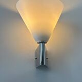 Vintage chrome and sandblasted glass wall lamp, Italy, 1990