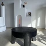 Coffee table en bois massif monoxyle noir