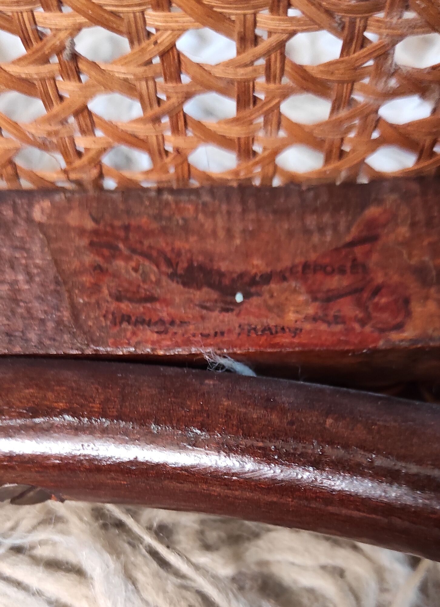 Chaise bistrot en bois courbé et cannage début XXème