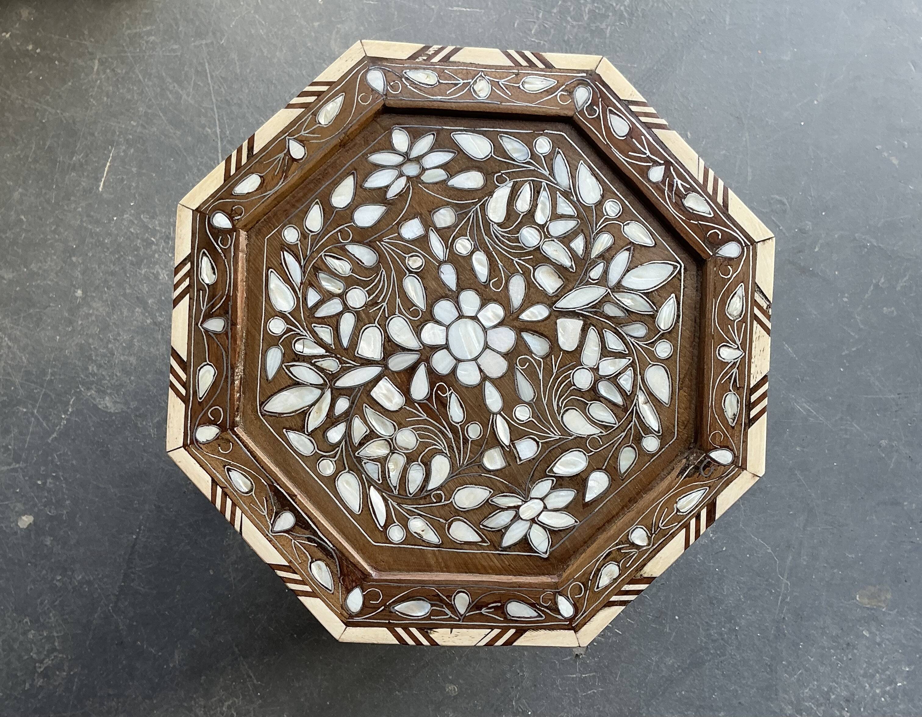 Syrian Octagonal Pedestal Table Inlaid with Mother-of-Pearl