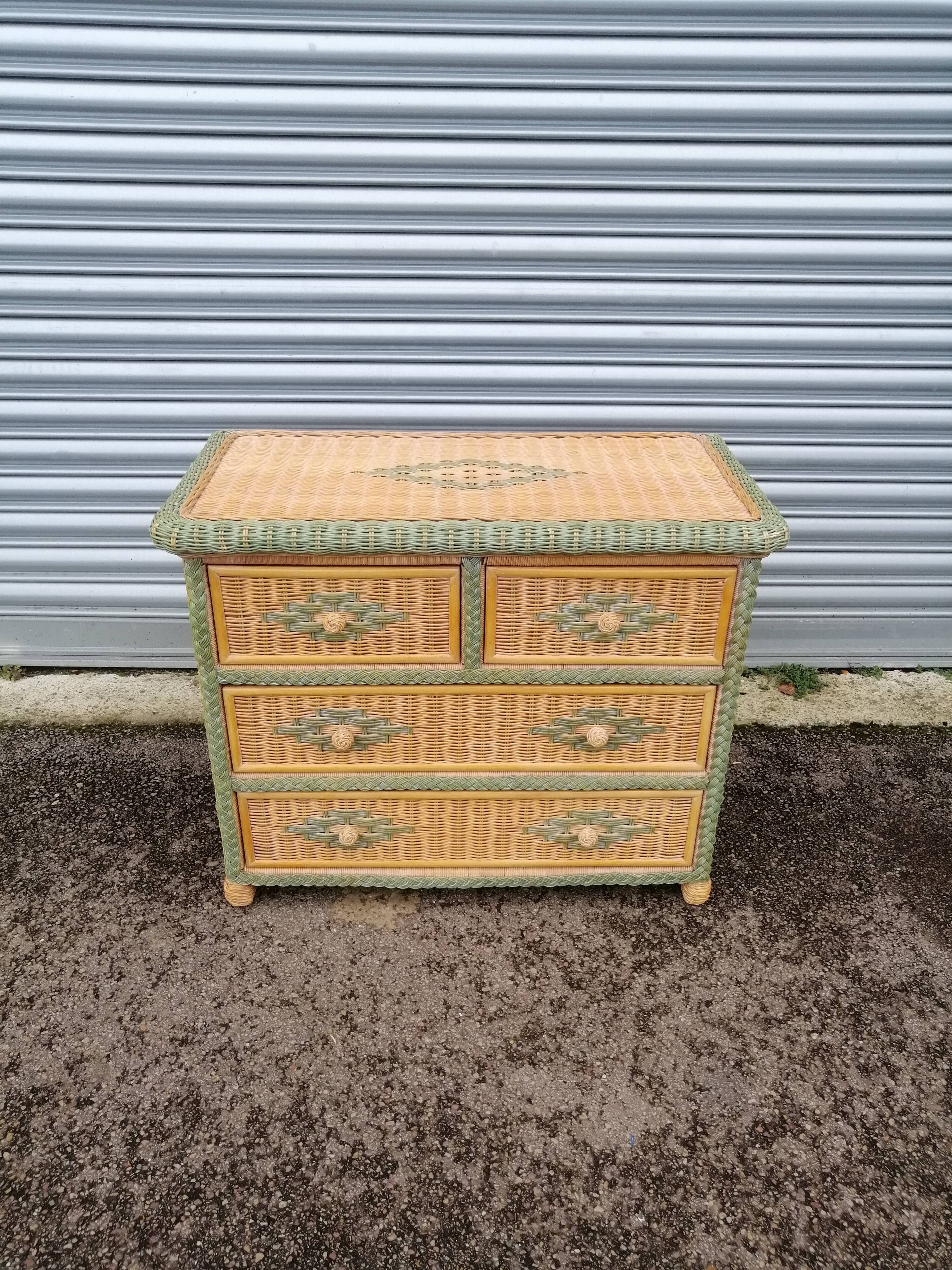 Vintage rattan chest of drawers