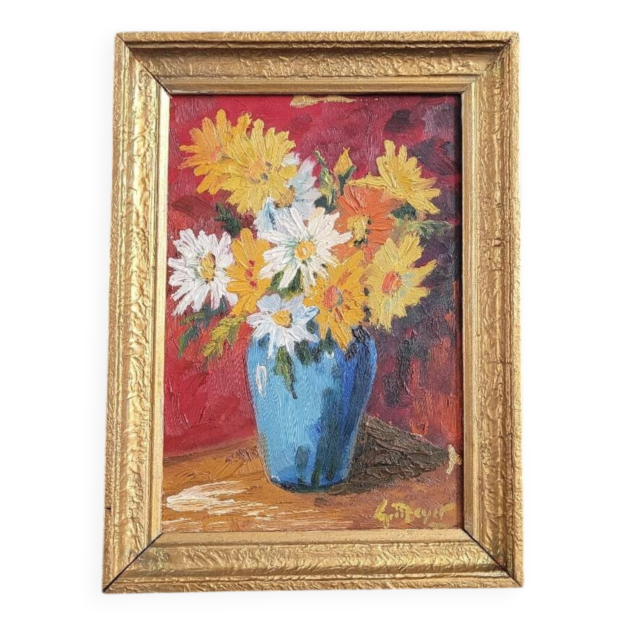 Old oil painting on wood