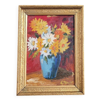 Old oil painting on wood