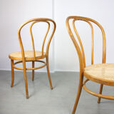 Vintage wide bentwood and cane chairs, set of 2