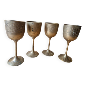 Lot De 4 Calisse Verre En Laiton