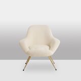 Pair of cocktail armchairs in gilded brass. 1960s.