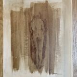 Tableau signé aquarelle monochrome nu féminin « étude de dos »