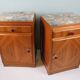 Art Deco bedside tables in oak with an inlaid marble top.