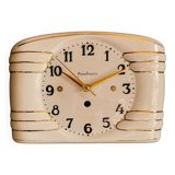Vintage ceramic clock silent rectangular wall clock "Manufrance golden white"