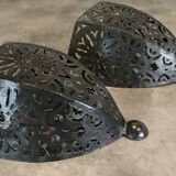 Pair of Wall Sconces in Iron with Cut-Out Patterns