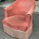 40s pink/salmon velvet crapaud armchair