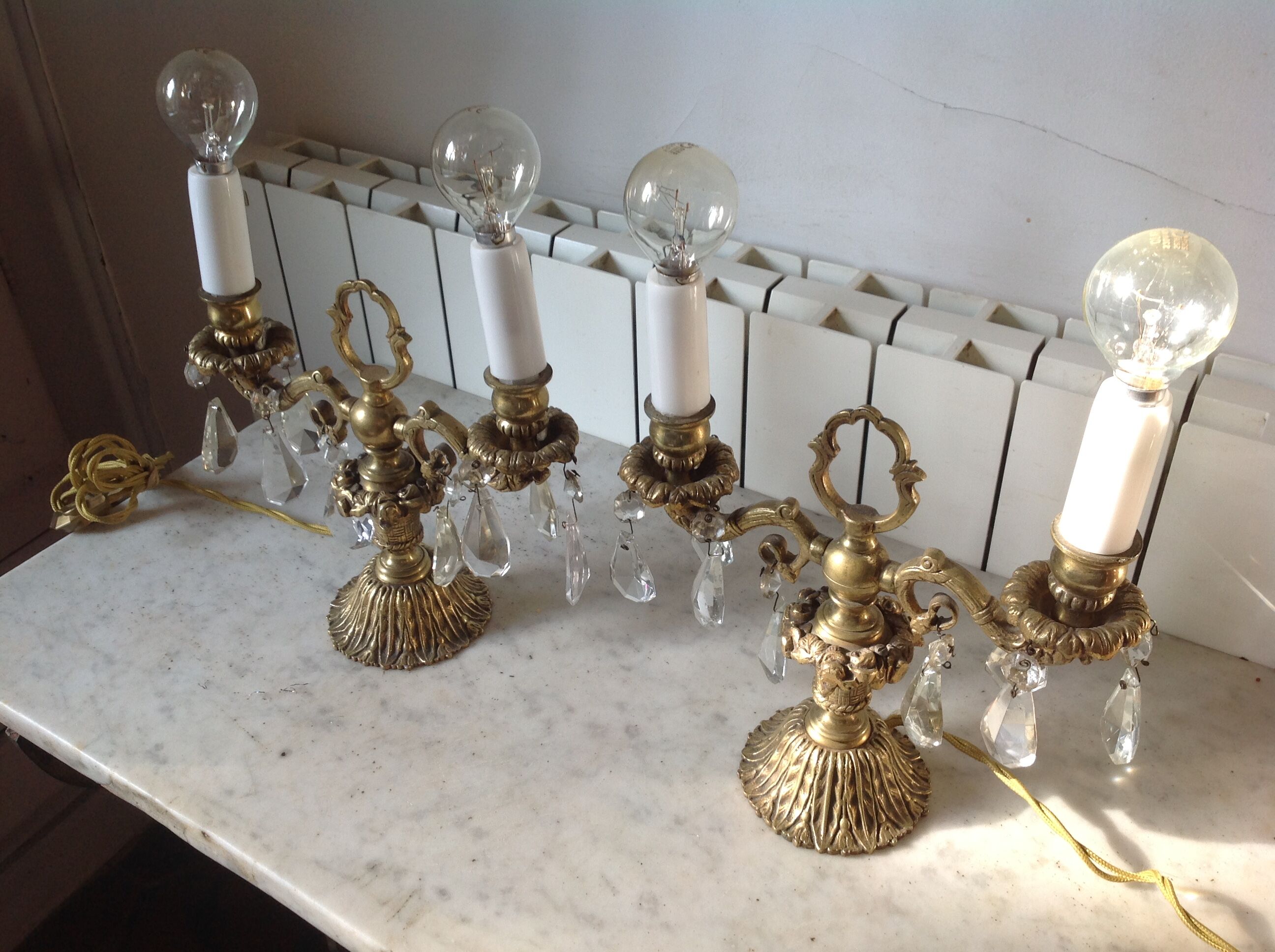 Paire de girandoles anciennes en bronze, vers 1900.