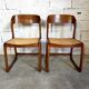 Suite of 2 vintage chairs sleigh canées Baumann 70s