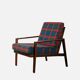 Fauteuil Knoll Antimott en noyer et tartan