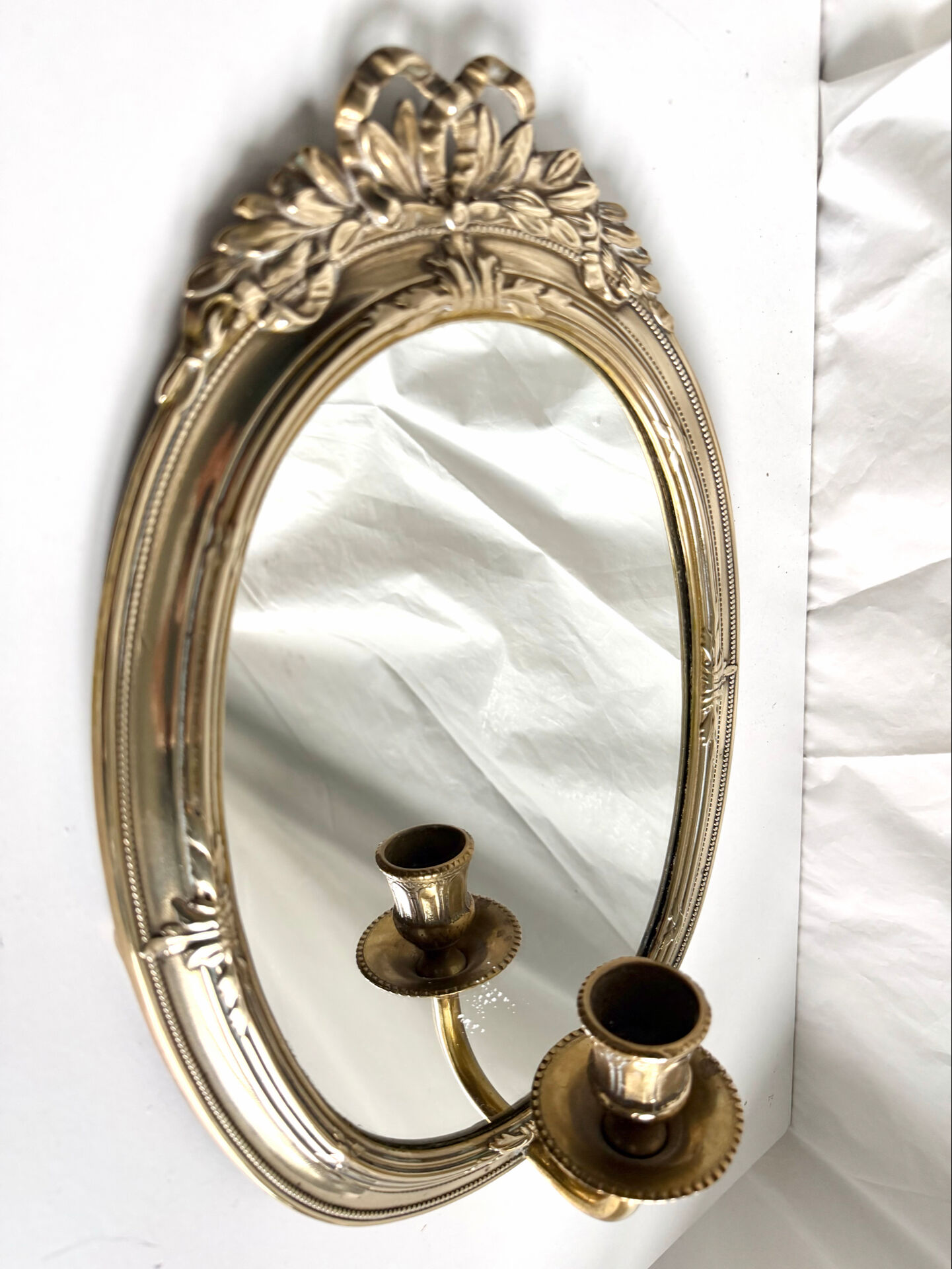 Grand porte-bougie mural vintage en miroir