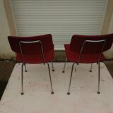 2 chairs in red skaï metal struxture 70s