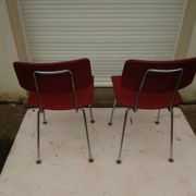 2 chairs in red skaï metal struxture 70s