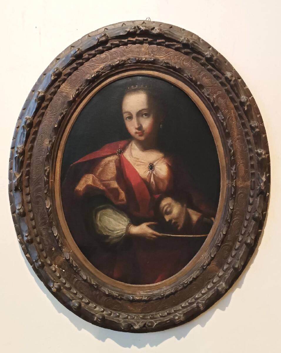 Old oil painting on canvas, Salome holding the head of John the Baptist - 18th century