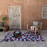 Moroccan carpet Boucherouite colored - 120 x 216 cm