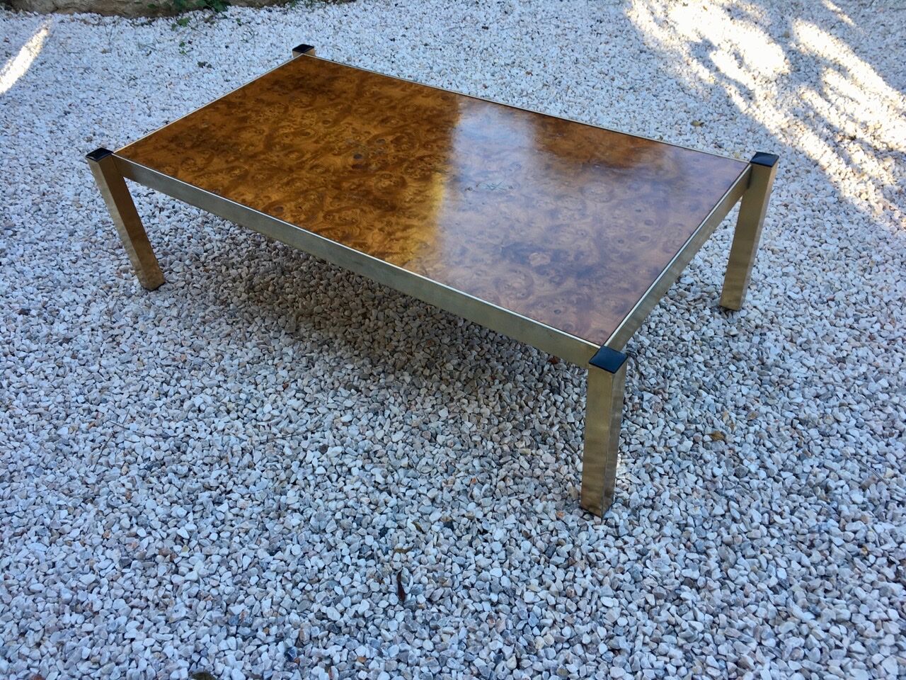 Elm magnifying glass coffee table circa 1970