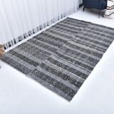 black blue kilim rug 140x210 cm, small kilim rug from turkey, wool kilim