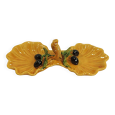 Serviteur apéritif Vallauris vintage céramique jaune olives noir années 70