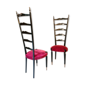 Paire de grandes chaises d’apparat italiennes vintage