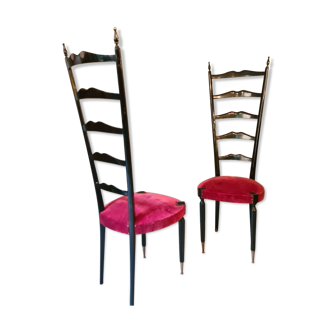 Paire de grandes chaises d’apparat italiennes vintage