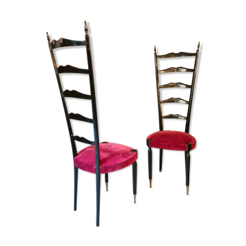 Paire de grandes chaises d’apparat italiennes vintage