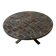 1970s round slate stone mosaic coffee table with sculptural metal base