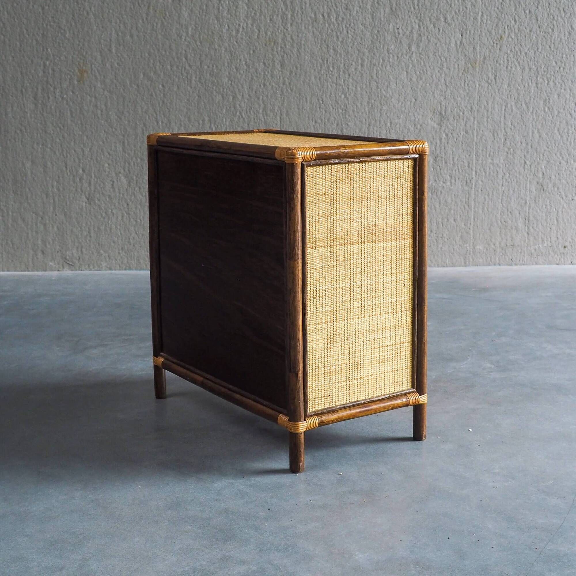 Vintage rattan & woven cane cabinet
