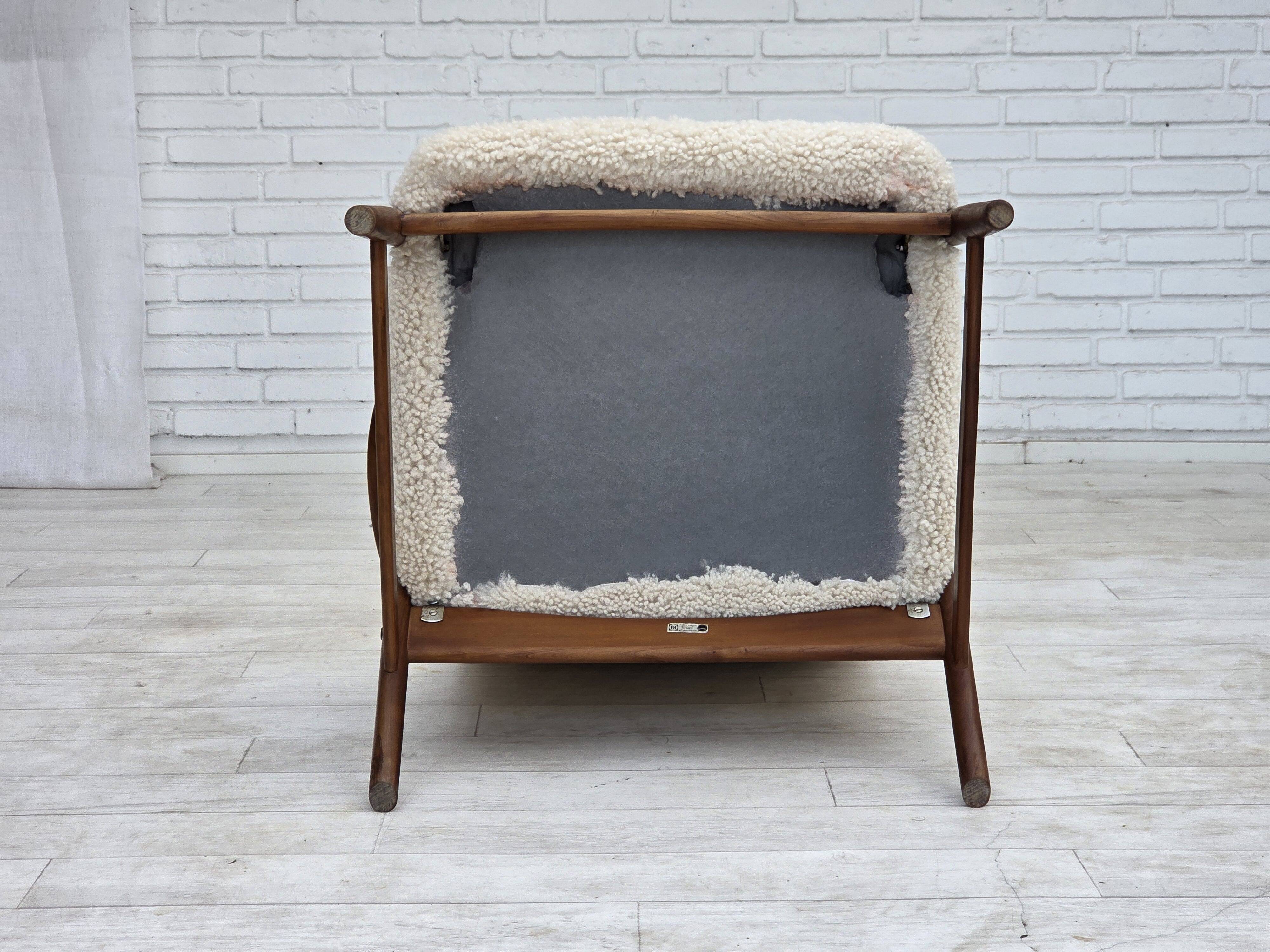 1960s, Danish design by Alf Svensson, genuine sheepskin, reupholstered.
