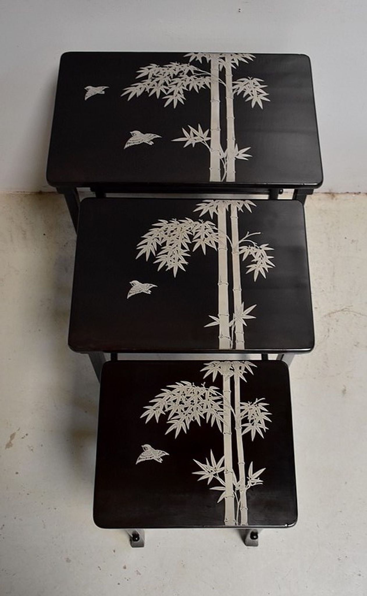 Chinese pull out tables in lase black