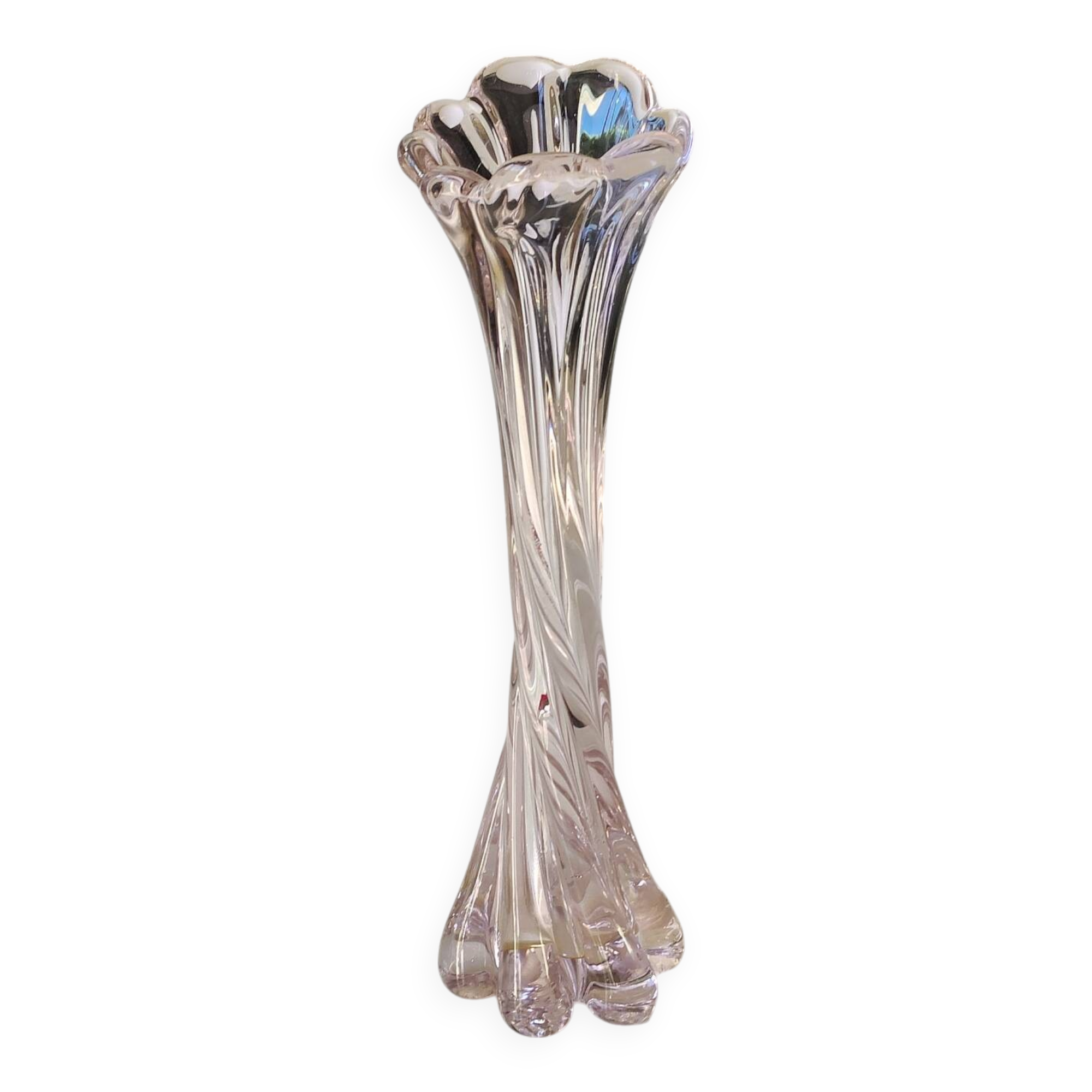 Large Floral Design Vase. Blown Murano Art Glass. Pink Tones, 30.5cm