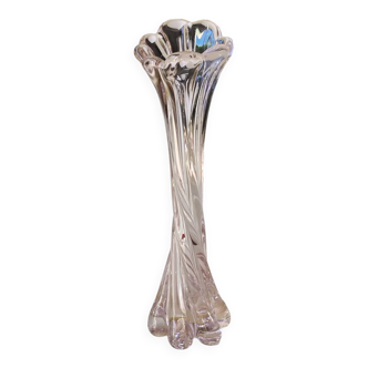 Large Floral Design Vase. Blown Murano Art Glass. Pink Tones, 30.5cm