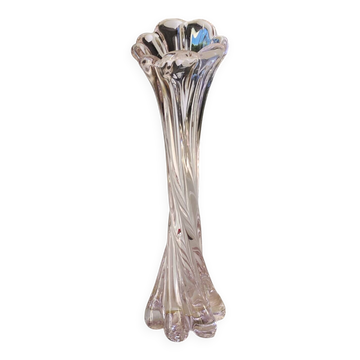 Grand Vase Design floral. En verre d Art soufflé Murano. Tons roses, 30,5cm