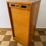 1960s wooden curtain filing cabinet