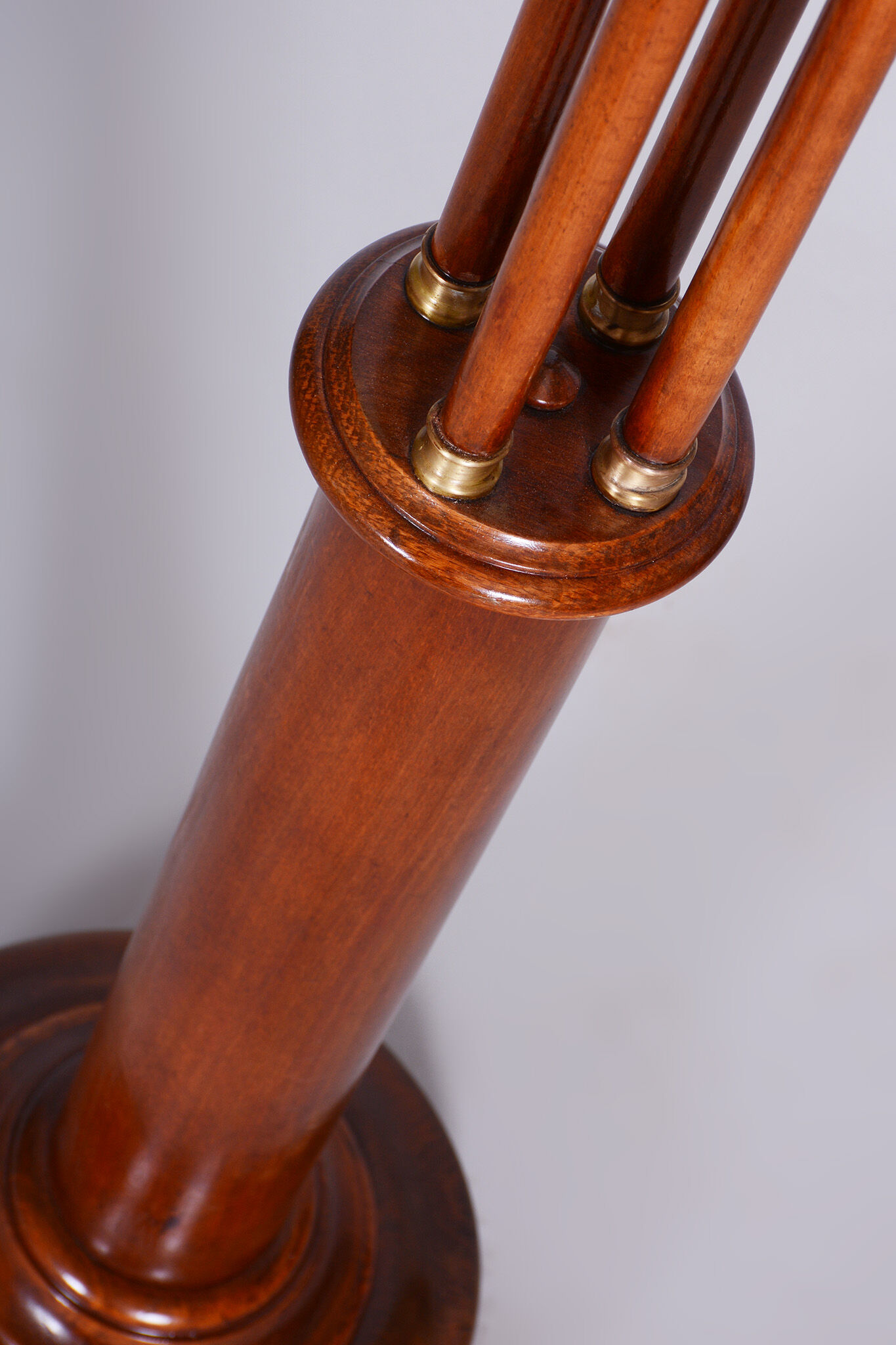 Restored art deco pedestal, beech, walnut, 1920s, czechia