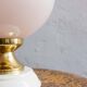 Vintage Czechoslovak Powder Pink Glass Table Lamp, 1970s